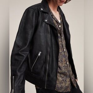 All Saints Tyson Asymmetric Black Leather Jacket